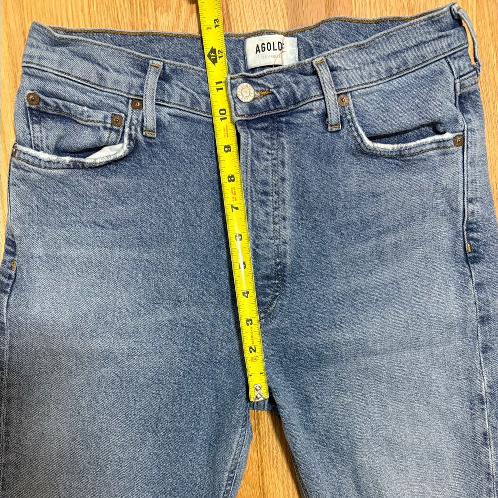 Agolde Nico High-Rise Slim Fit Jeans With Button Fly And Raw Hem Women’s Size 29 - Picture 9 of 13